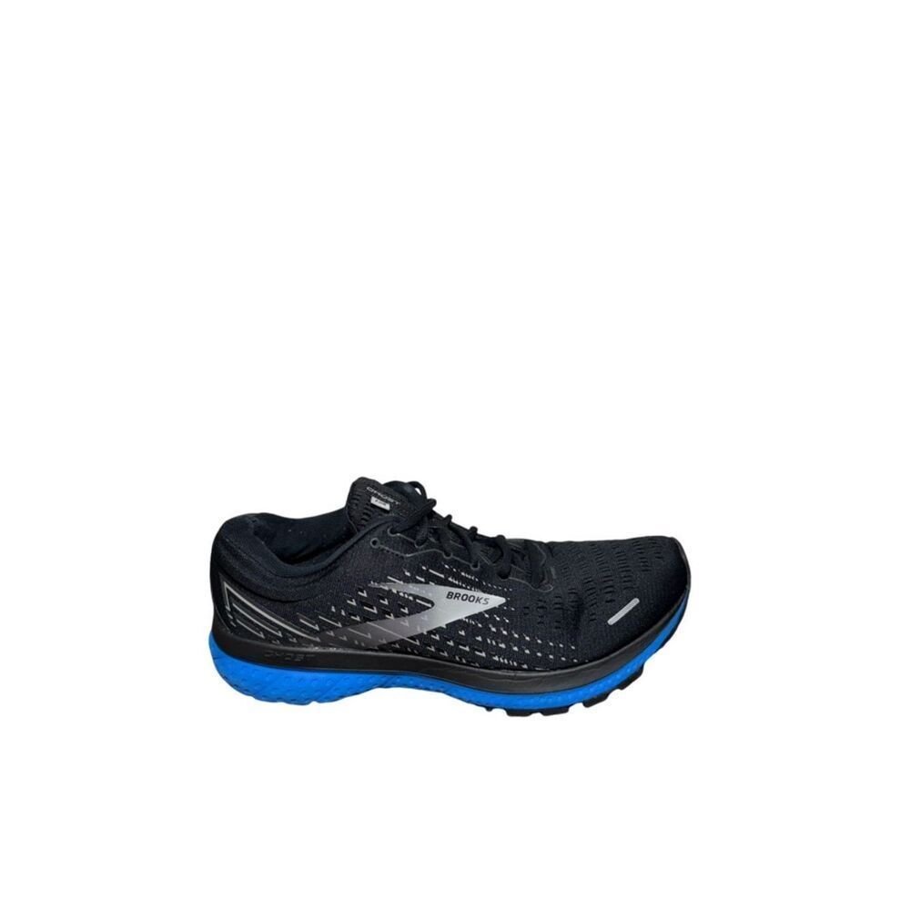 Brooks ghost 13 Black Running Shoe with Blue Midsole Accent size 12